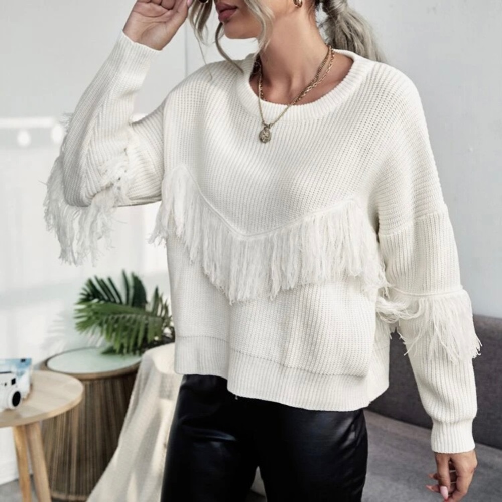{SHEIN} Fringe Sweater